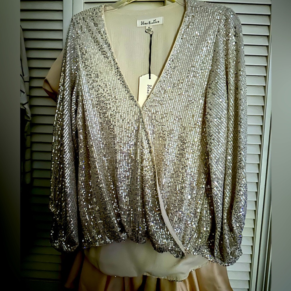 Vine & Love sequin surplice top